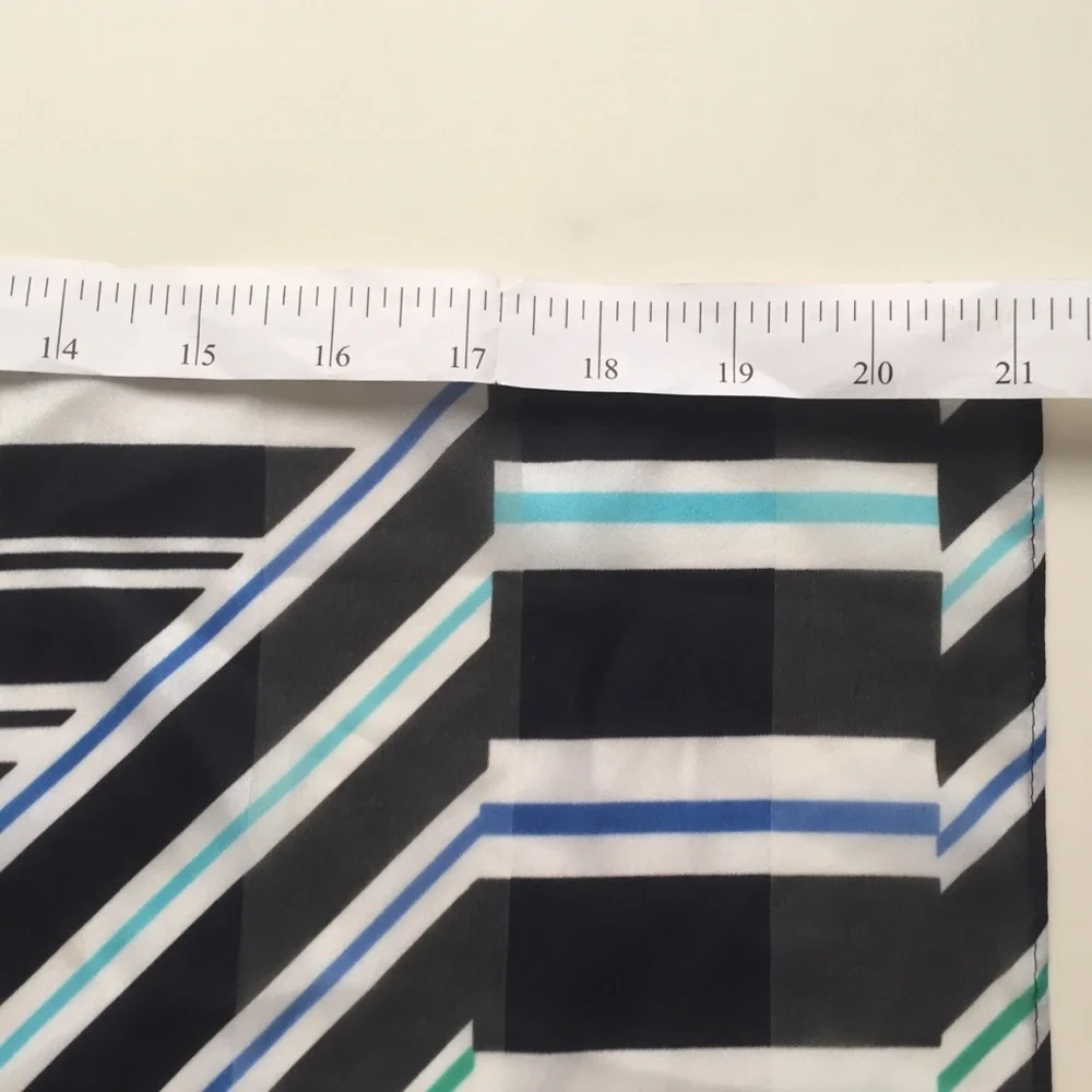 Large Sheer Scarf Calvin Klein Geometric Striped Print Blue Green White Black